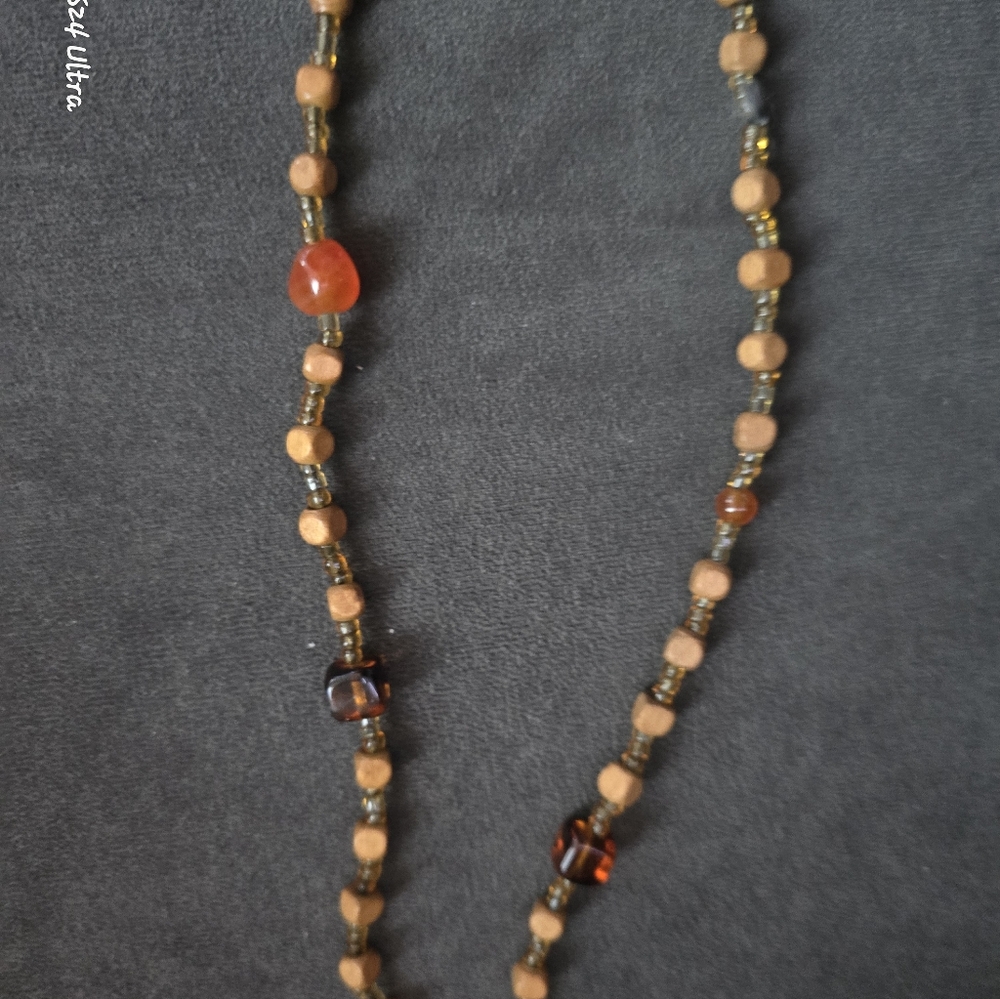 Elegant Brown and Silver Beaded Necklace